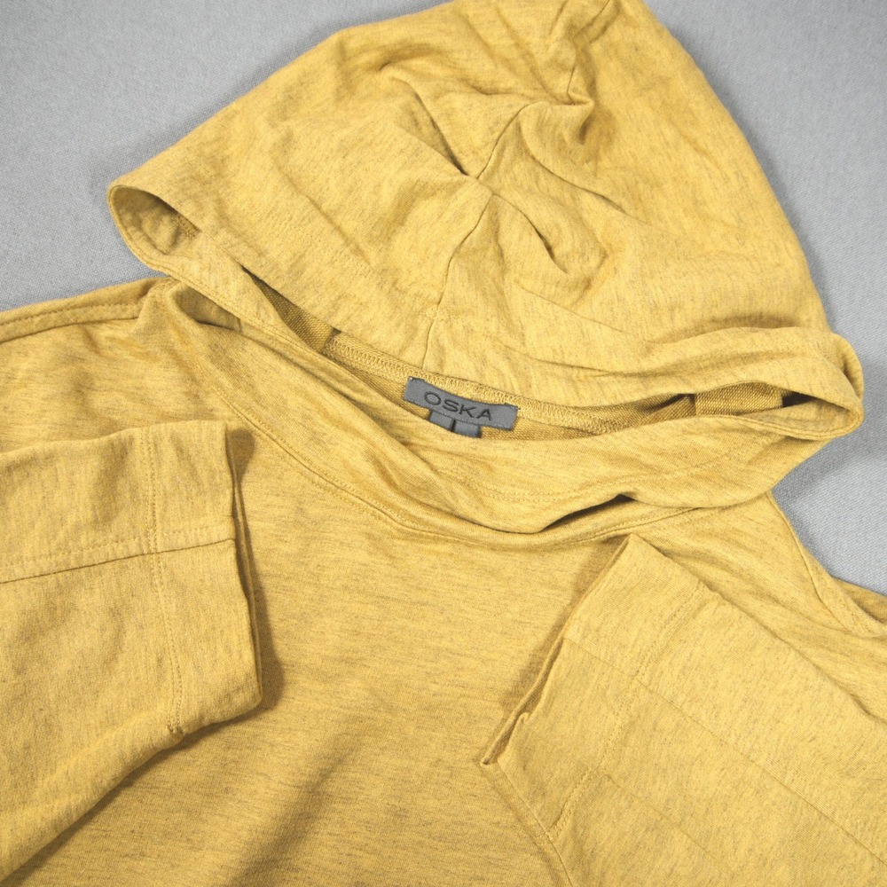 Oska Cotton Yak Wool Boxy Oversized Hooded Pullover Women 1 Yellow Lightweight